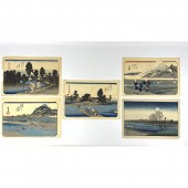 5pc Japanese Wood Block Landsc