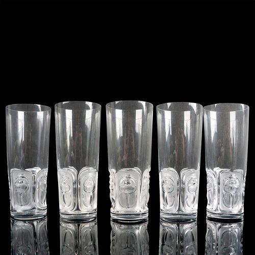 5PC LALIQUE HIGHBALL GLASSES,