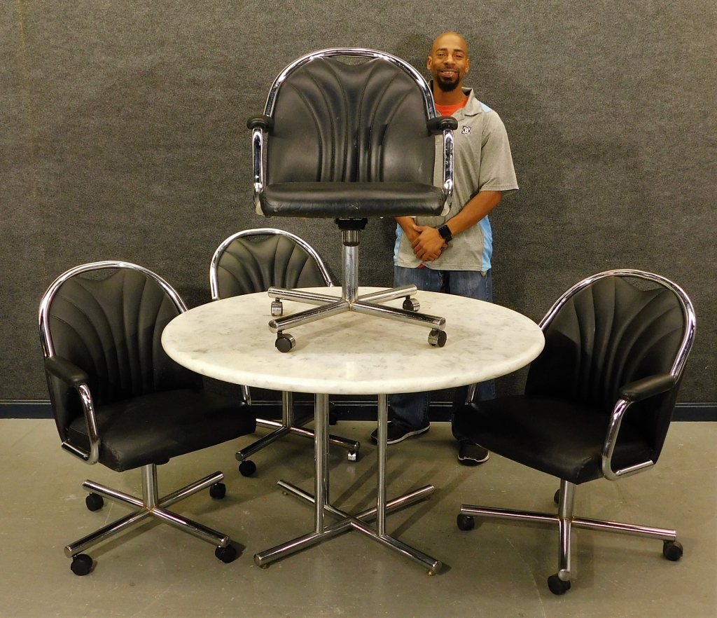 5PC MCM CHROME AND LEATHER DINING