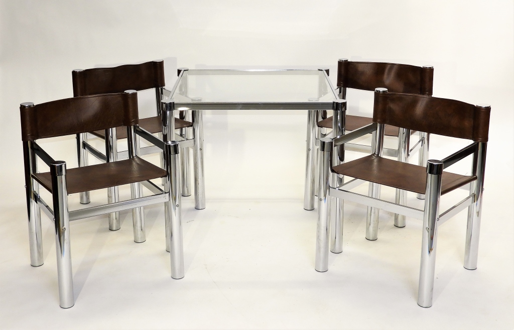5PC MCM CHROME TABLE AND SLING BACK