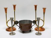 5PC MCM METAL CANDLESTICK TABL