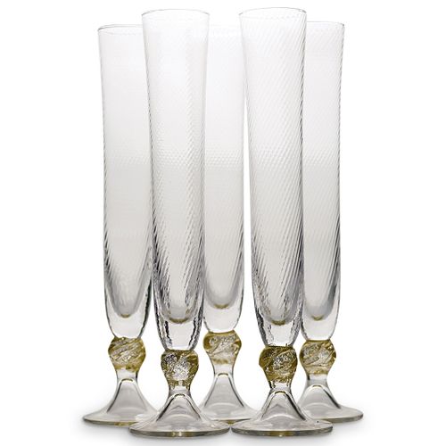 (5PC) MURANO GLASS CHAMPAGNE