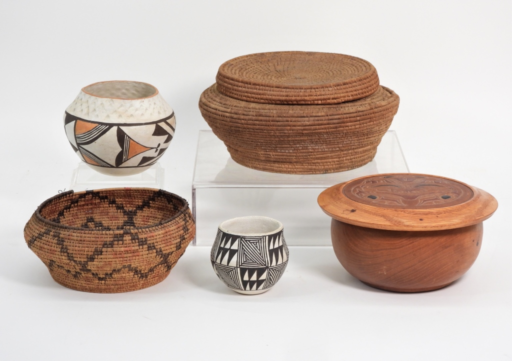 5PC NATIVE AMERICAN BASKETS &