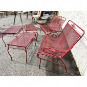5pc Painted Red Iron Outdoor S