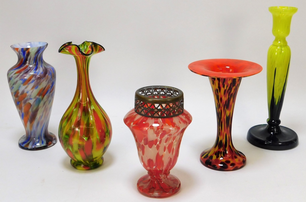 5PC RUCKL WELZ BOHEMIAN ART GLASS