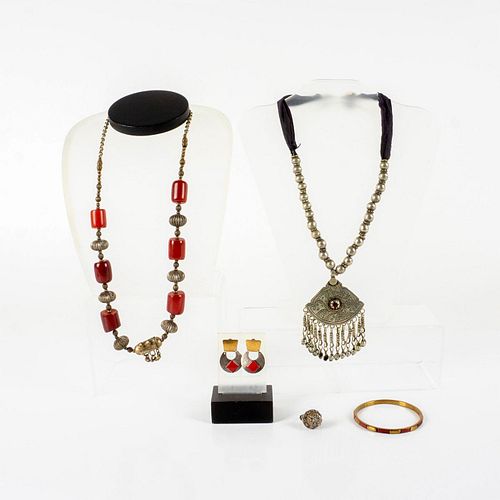 5PC SILVER AND BRASS TONE TRIBAL