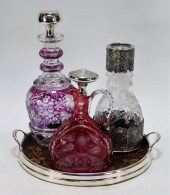 5PC SILVER OVERLAY GLASS DECAN