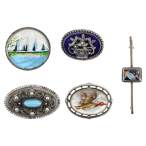 (5PC) STERLING BROOCH