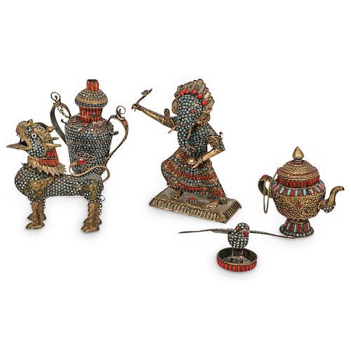 (5PC) TIBETAN FILIGREE