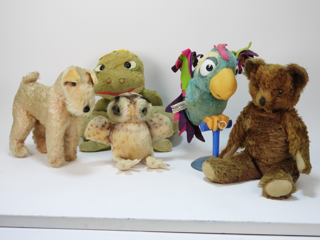 5PC VINTAGE MOHAIR STUFFED ANIMAL