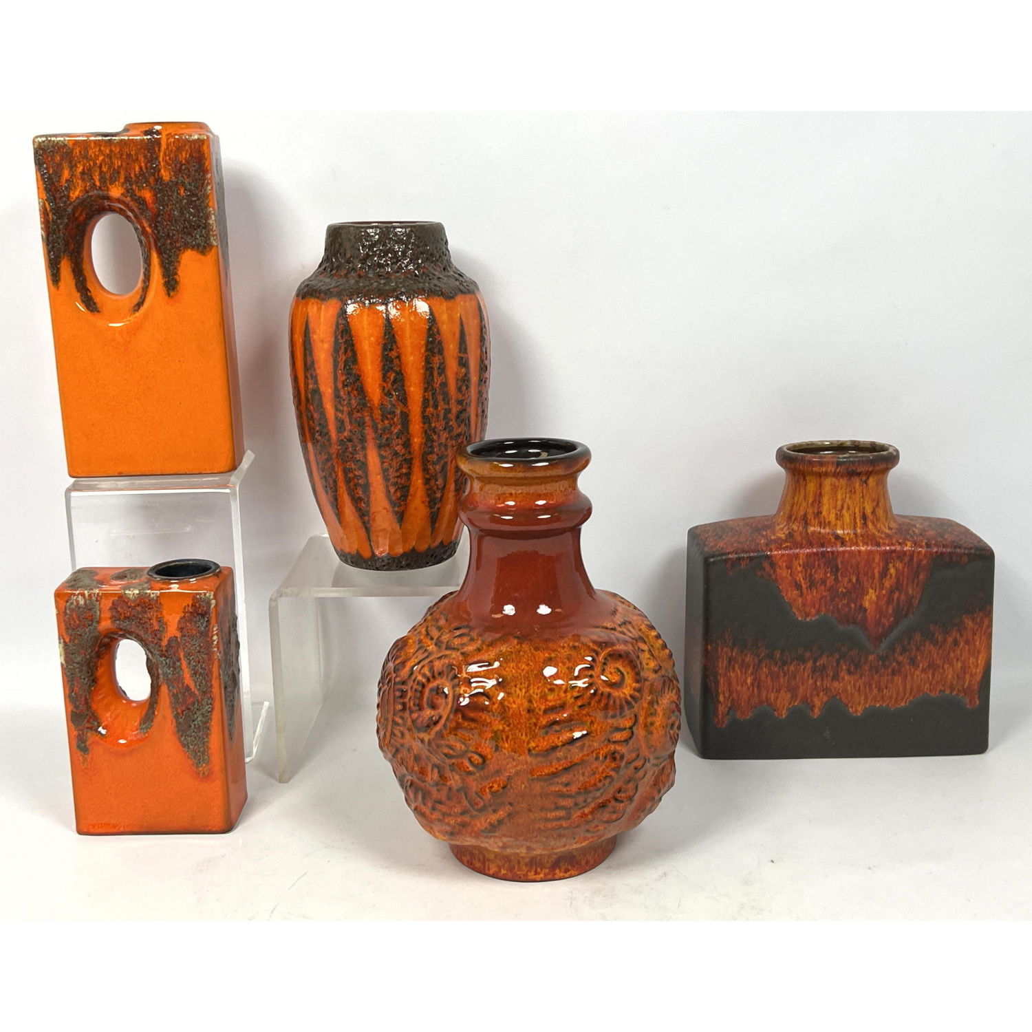 5pc WEST GERMAN Glazed Pottery