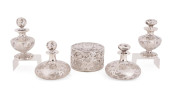 5PCS ART NOUVEAU SILVER OVERLA