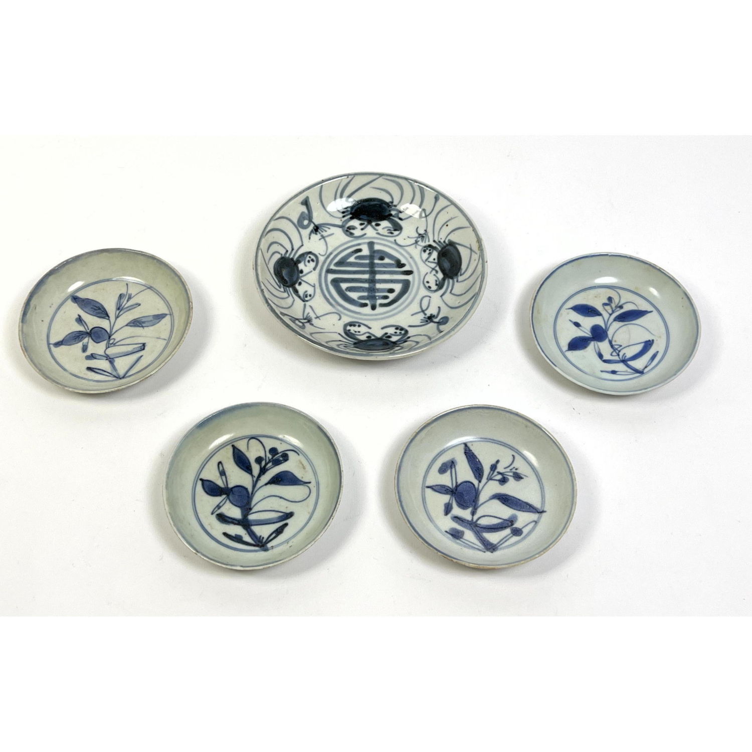 5pcs Chinese Blue Decorated dishes.