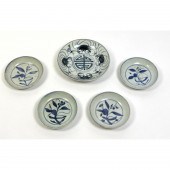 5pcs Chinese Blue Decorated di
