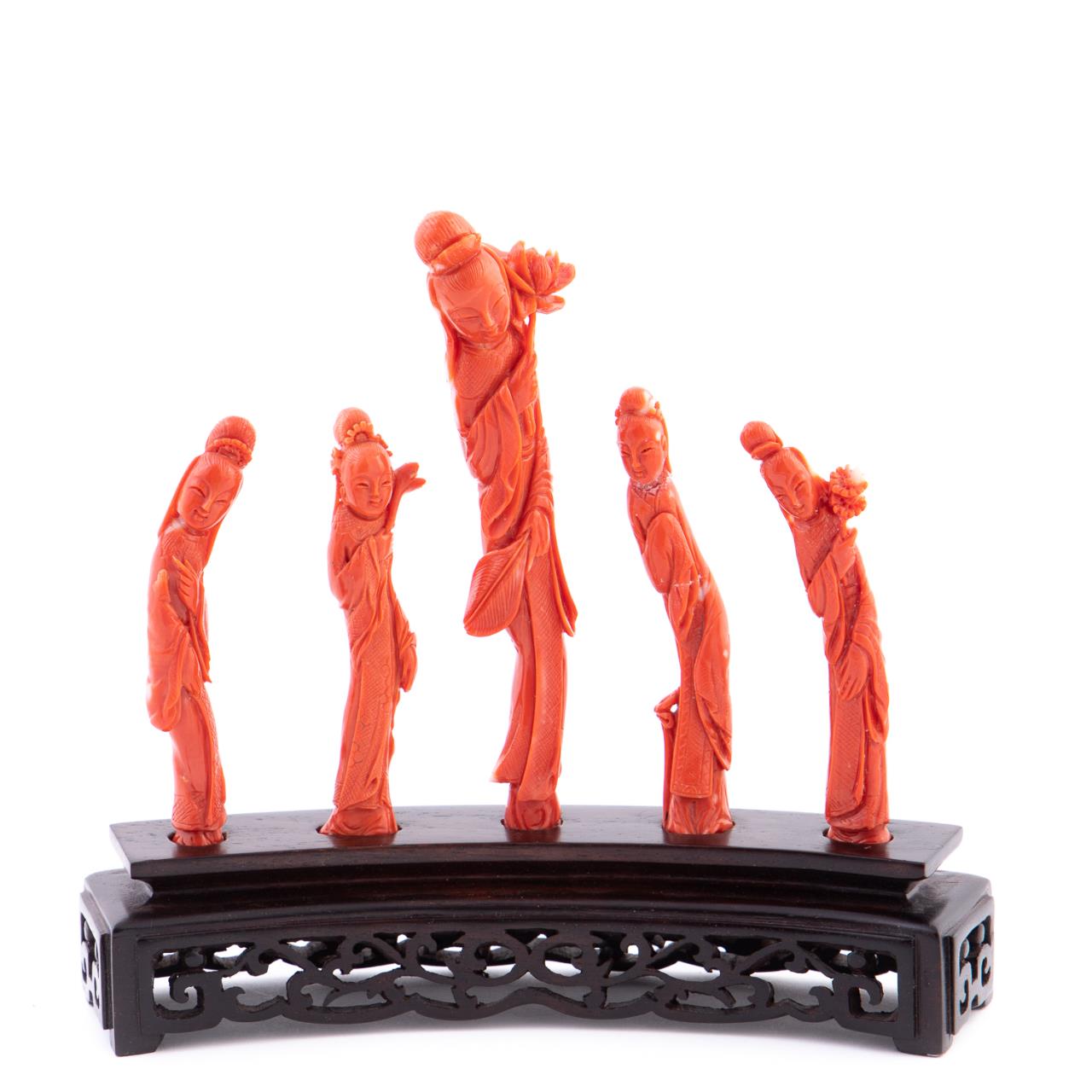 5PCS CHINESE GUAN YIN CORAL