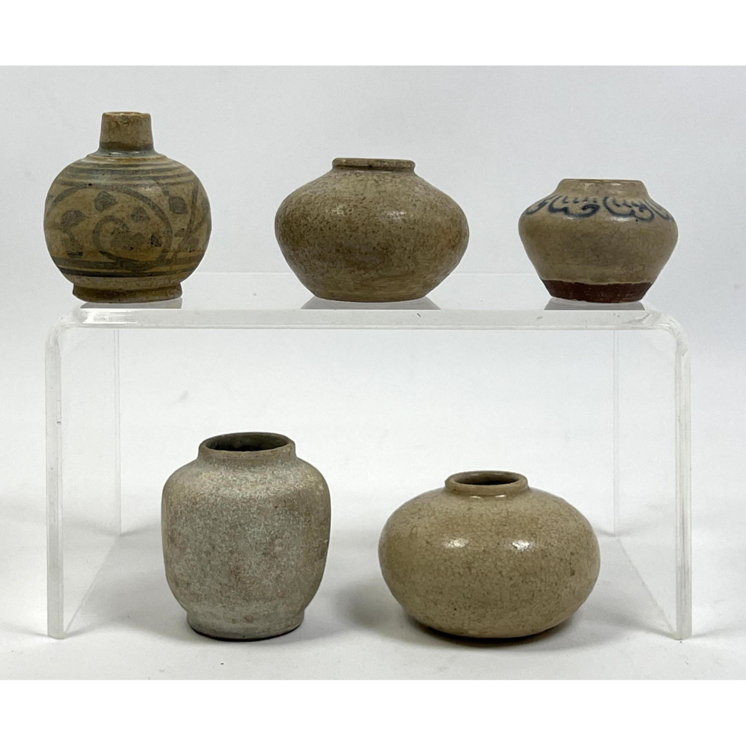 5pcs Chinese pots. Tongking, H 1.5