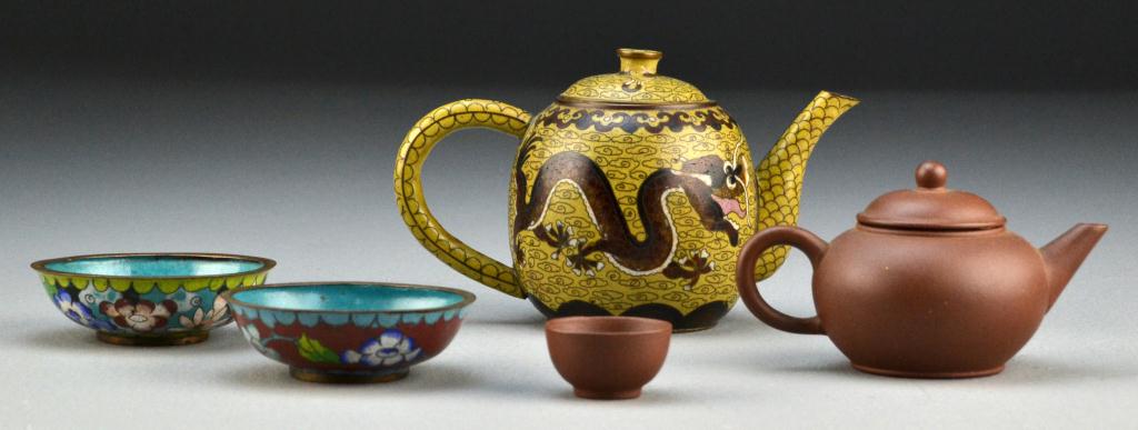 (5)Pcs. Chinese Yixing & Cloisonn