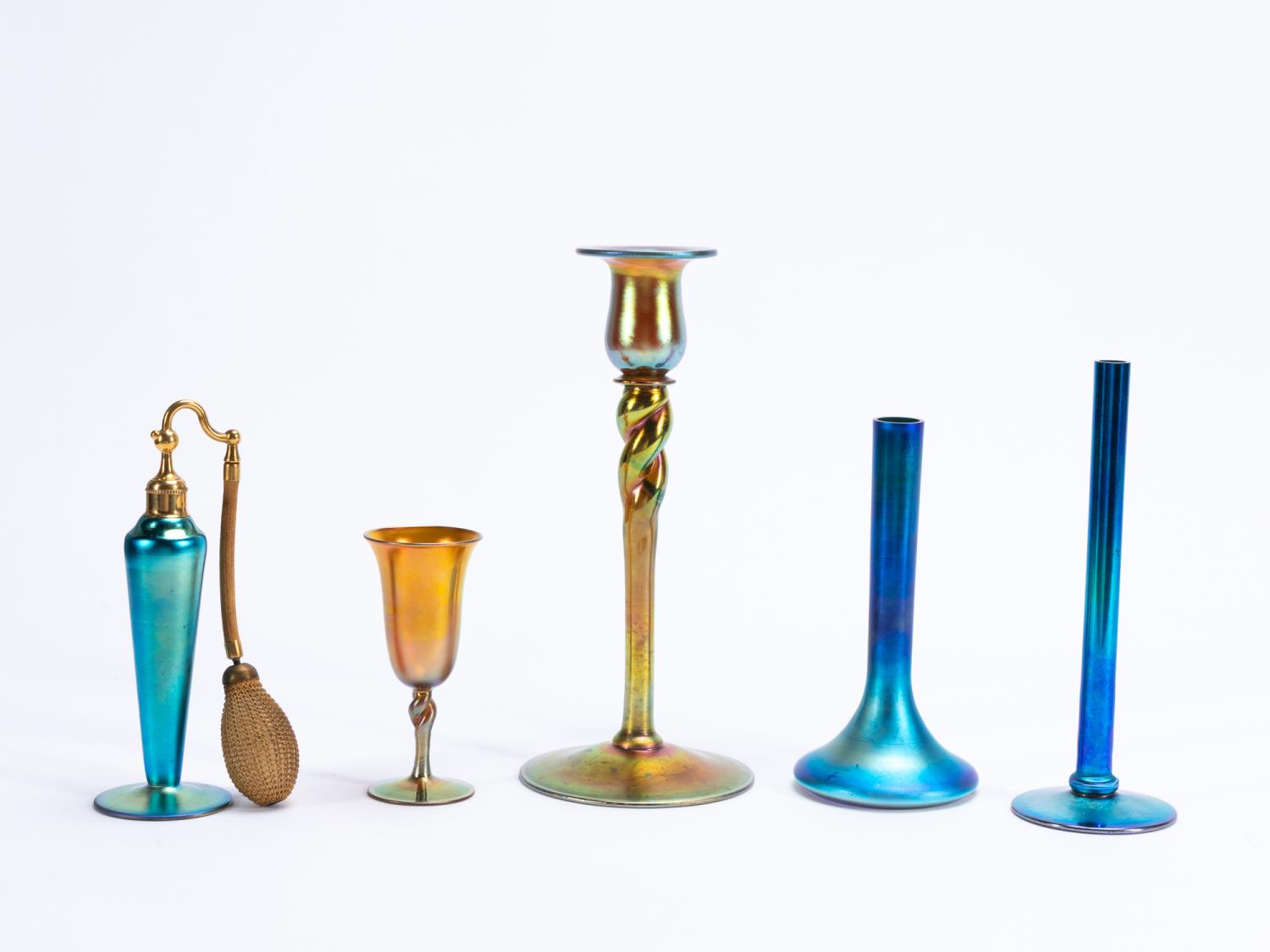 5PCS STEUBEN BLUE & GOLD AURENE