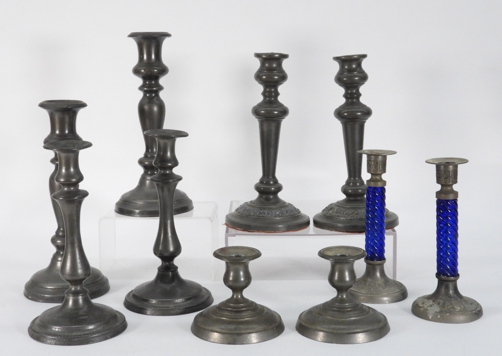 5PR ASSORTED PEWTER BLUE GLASS