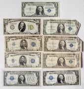 6 $1 SILVER CERTS, 2-$5 CERTS