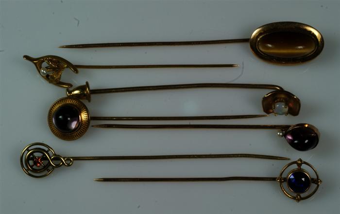 (6) 14K, (1) 10K YG stick pin,
