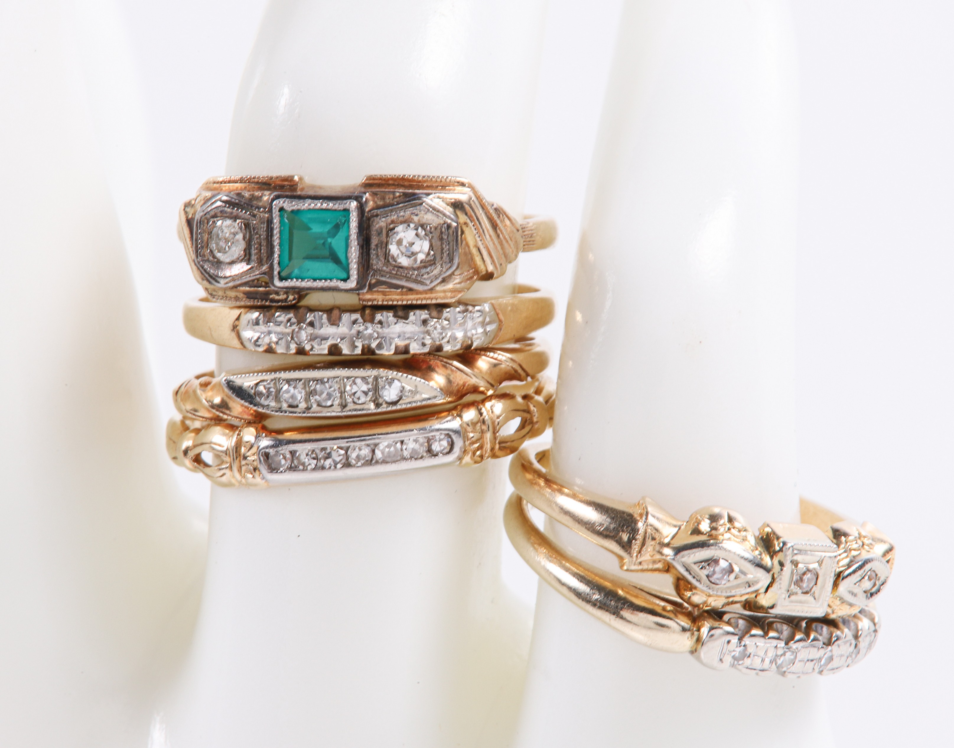 (6) 14K yellow gold rings to