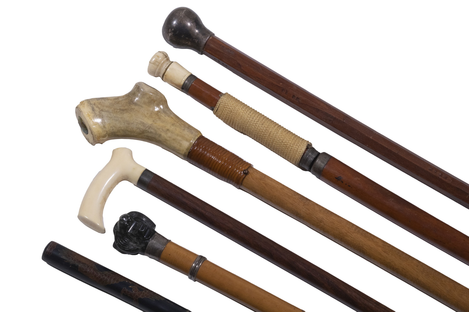 (6) 19TH C. WALKING STICKS (2