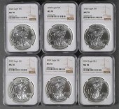 (6) 2020 SILVER EAGLE S $1 NGC