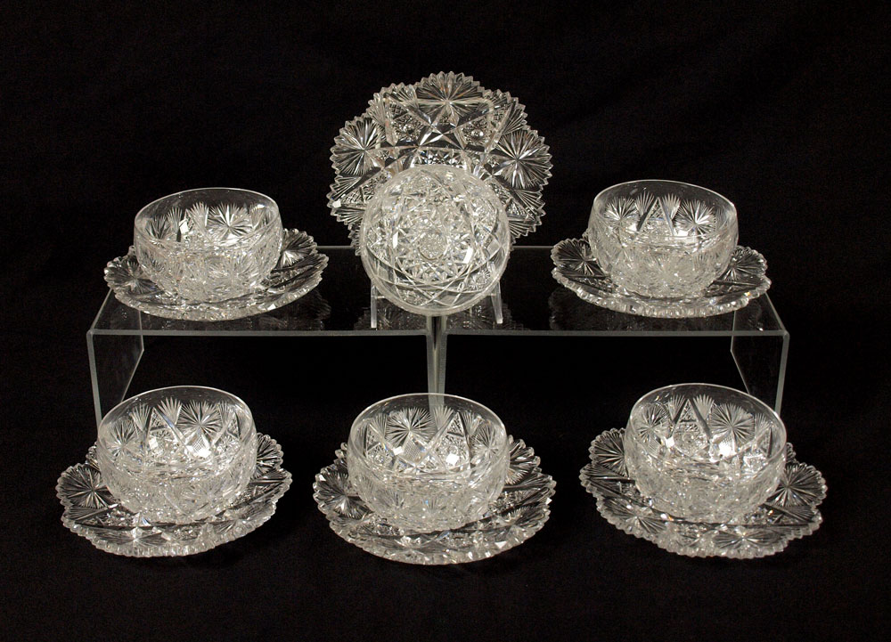 6 AMERICAN BRILLIANT CUT GLASS