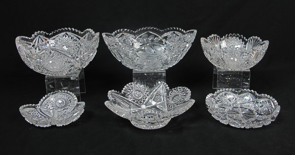 6 AMERICAN BRILLIANT CUT GLASS