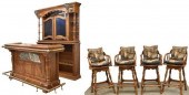 (6) AMERICAN OAK BACK BAR, COU
