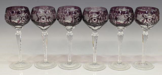 (6) AMETHYST CUT TO CLEAR GLASS
