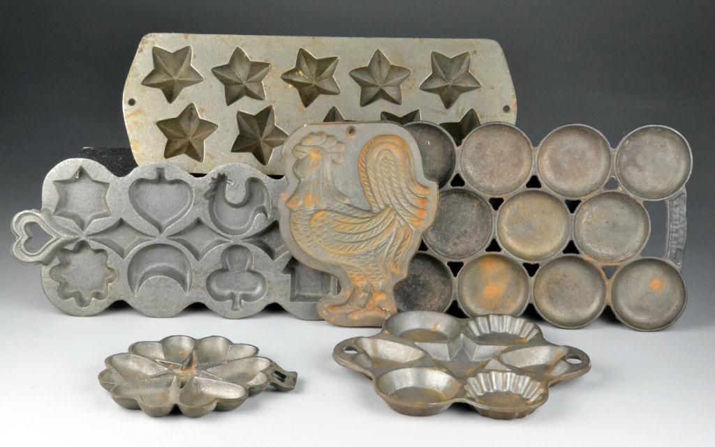 (6) Antique Cast Iron Food