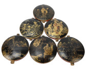 6 ANTIQUE CHINOISSERIE CARVED