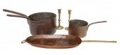 (6) ANTIQUE COPPER COOKWARE &