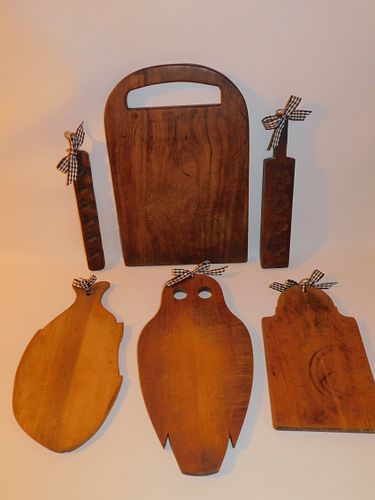 6 ANTIQUE CUTTING BOARDS &