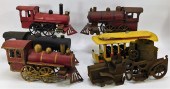 6 ANTIQUE TIN & WOOD CLOCKWORK