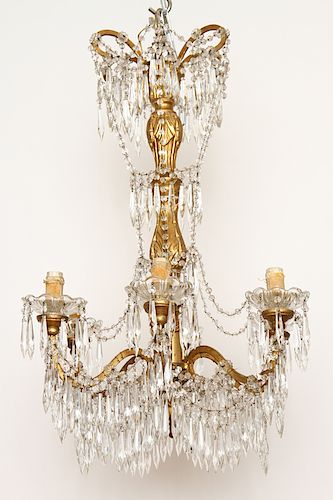 6 ARM GILT WOOD WROUGHT IRON