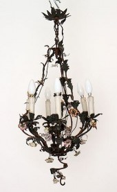 6 ARM IRON CHANDELIER PORCELAI