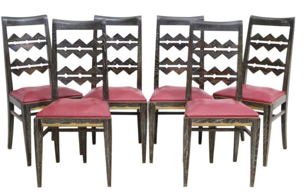 (6) ART DECO CERUSED OAK DINING