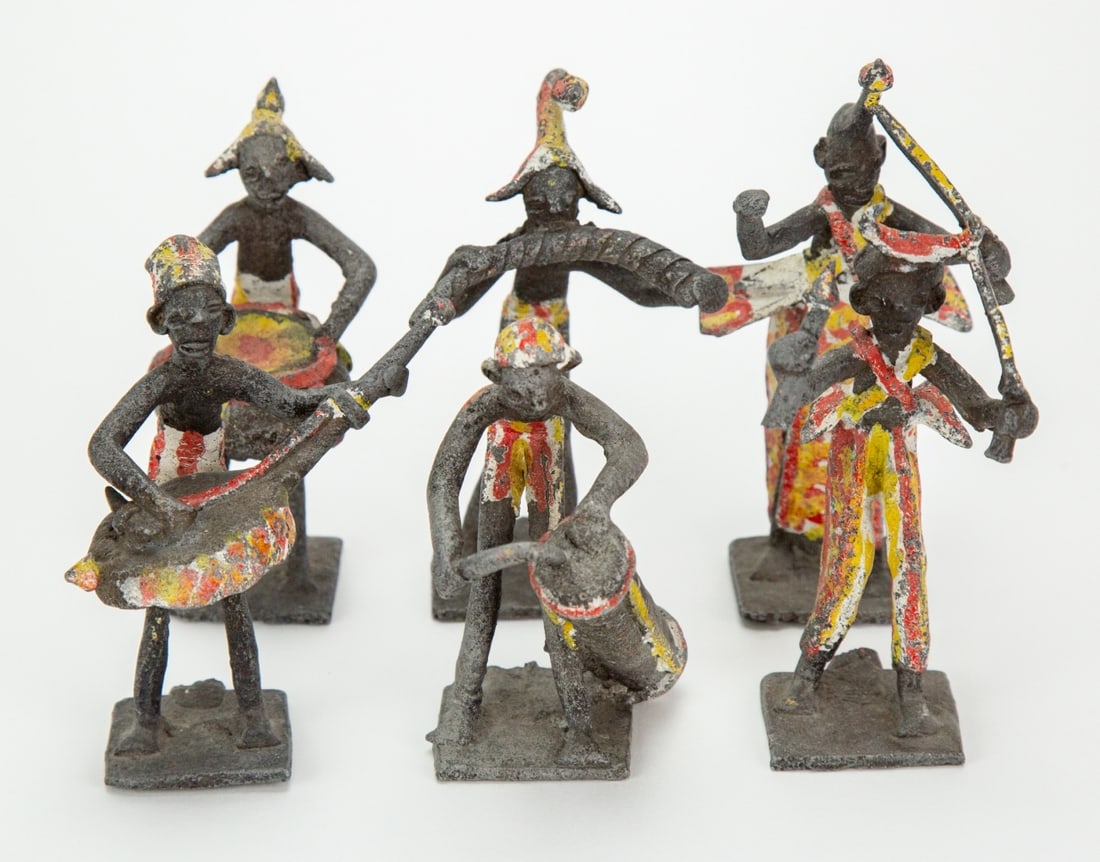 6 ASHANTI SHAMAN HAND PAINTED METAL