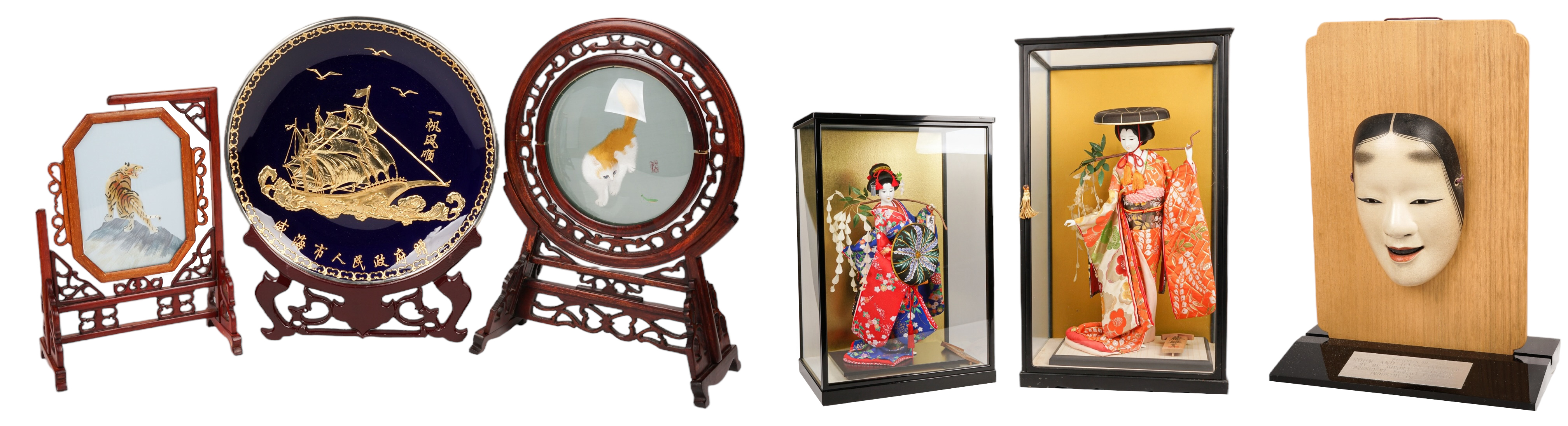 (6) Asian objects including table