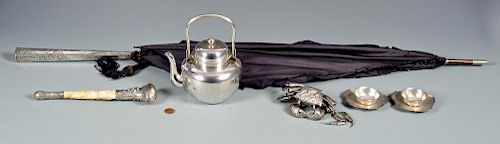 6 ASIAN SILVER ITEMS INC TEA POT