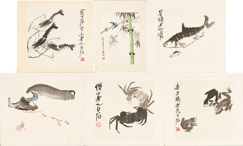 6 ASIAN WATERCOLOR PAINTINGS OF