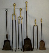 6 assorted fireplace tools c/o