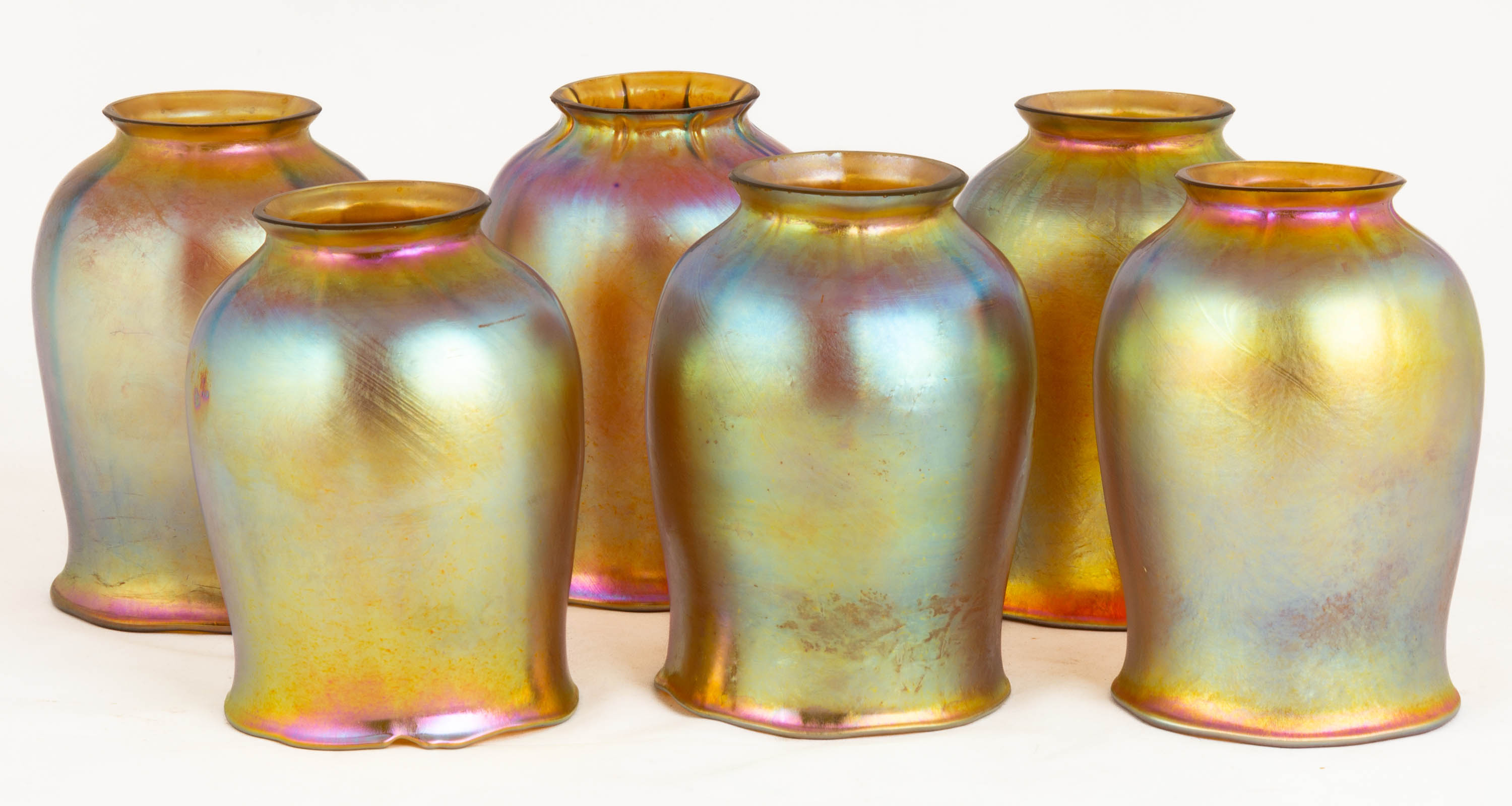 (6) ATTRIBUTED TO TIFFANY ART GLASS