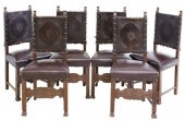 (6) BAROQUE STYLE EMBOSSED LEA
