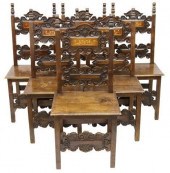 (6) BAROQUE STYLE INLAID CARVE