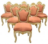 (6) BAROQUE STYLE UPHOLSTERED