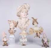 (6) Bisque porcelain busts to
